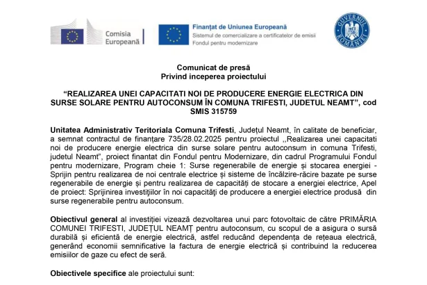 Unitatea Administrativ Teritoriala Comuna Trifesti Unitatea Administrativ Teritoriala Comuna Trifesti