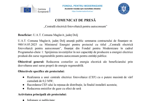 COMUNICAT PRESA U.A.T. Comuna Maglavit