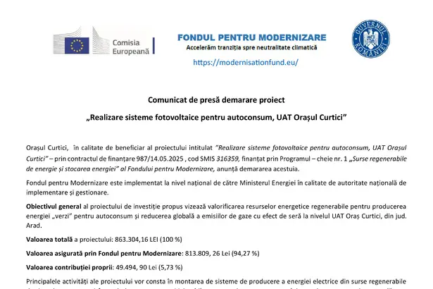 Comunicat de presa Orasul Curtici Orașul Curtici