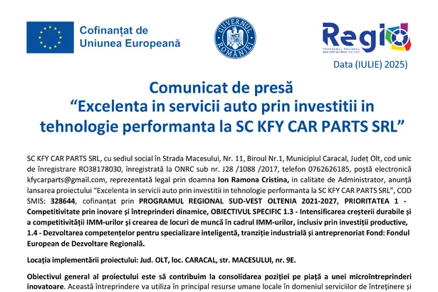 SC KFY CAR PARTS SRL SC KFY CAR PARTS SRL