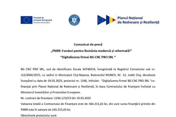 BG CNC PRO SRL BG CNC PRO SRL