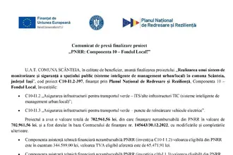 Comunicat de presa U.A.T. COMUNA SCANTEIA U.A.T. COMUNA SCÂNTEIA