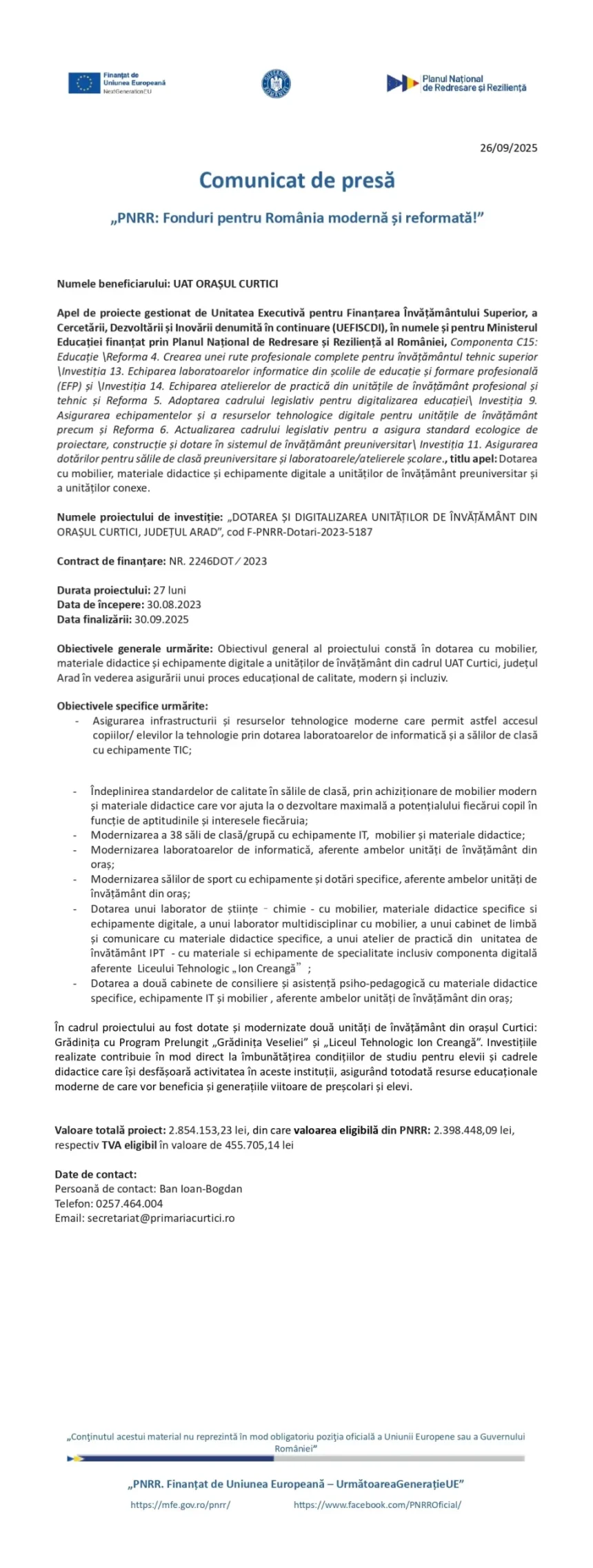 image UAT ORAȘUL CURTICI