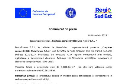 Mob-Flower SRL - Comunicat de presă Mob-Flower SRL
