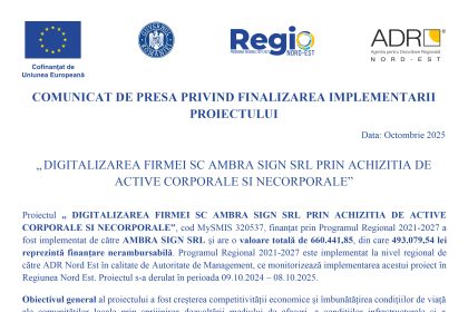 Comunicat - Comunicat de presă AMBRA SIGN SRL
