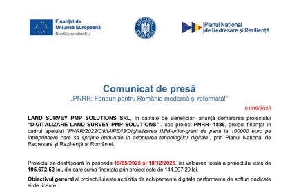 Comunicat - Comunicat de presă LAND SURVEY PMP SOLUTIONS SRL