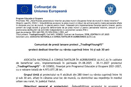 Comunicat presă ASOCIAȚIA - Comunicat de presă ASOCIAȚIA NAȚIONALĂ A CONSULTANȚILOR ÎN AGRIBUSINESS (A.N.C.A)