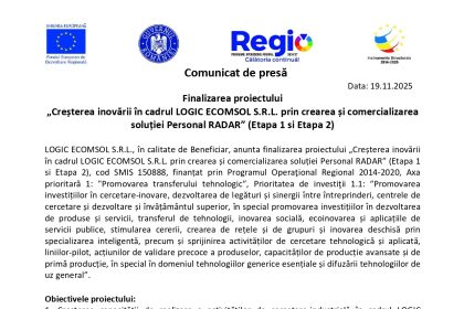 Finalizarea proiectului „Creșterea - Finalizarea proiectului „Creșterea inovării în cadrul LOGIC ECOMSOL S.R.L. pr...