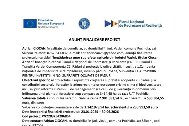 Adrian CIOCAN - Comunicat de presă Adrian CIOCAN