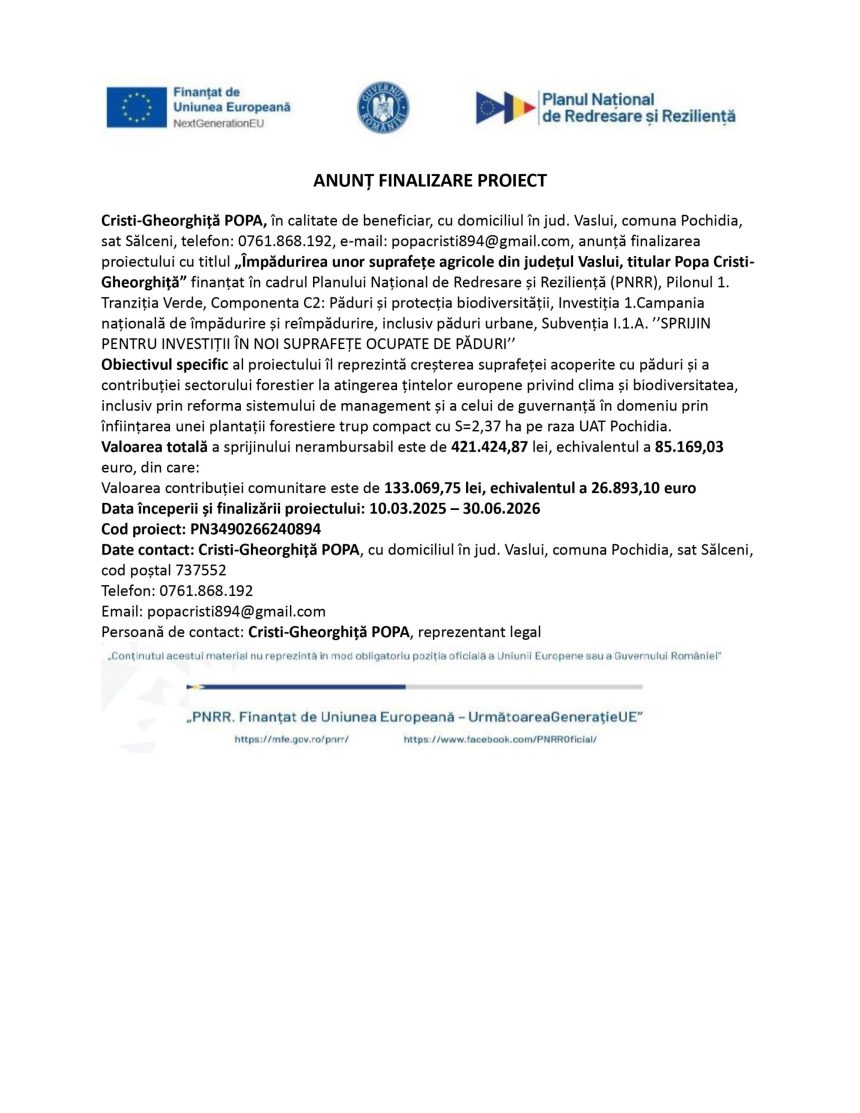 Cristi-Gheorghiță POPA - Comunicat de presă Cristi-Gheorghiță POPA