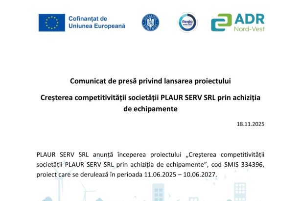 Comunicat presă PLAUR - Comunicat de presă PLAUR SERV SRL