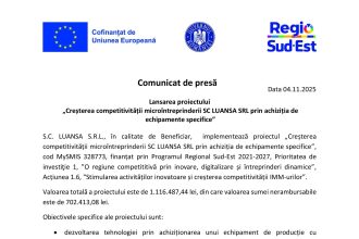 Comunicat presă S.C - Comunicat de presă S.C. LUANSA S.R.L.