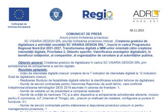 Comunicat presă VISARIA - Comunicat de presă SC VISARIA DESIGN SRL