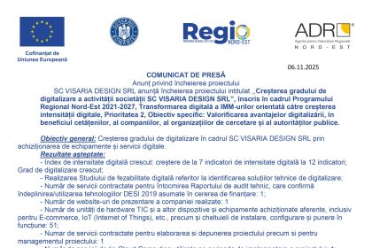 Comunicat presă VISARIA - Comunicat de presă SC VISARIA DESIGN SRL