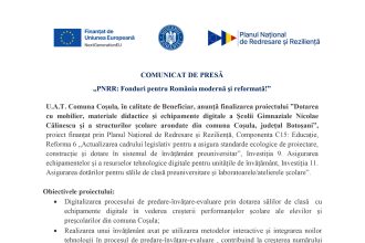 U.A.T. Comuna Coșula - Comunicat de presă U.A.T. Comuna Coșula