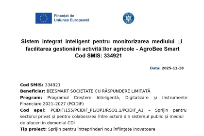 Sistem integrat inteligent - Comunicat de presă BEESMART SOCIETATE CU RĂSPUNDERE LIMITATĂ