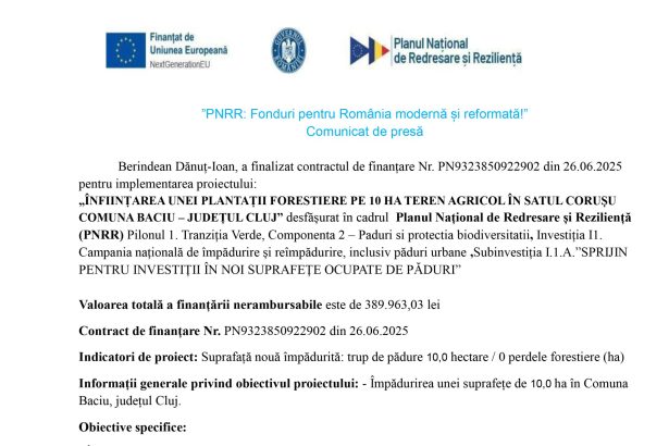 Comunicat presă Berindean - Comunicat de presă Berindean Dănuț-Ioan