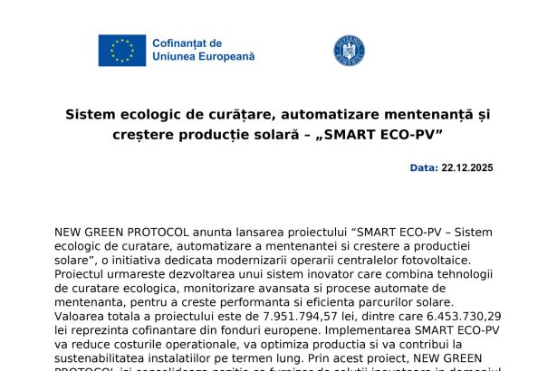 Comunicat presă NEW - Comunicat de presă NEW GREEN PROTOCOL