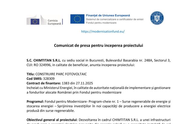 Comunicat presă S.C - Comunicat de presă S.C. CHIMTITAN S.R.L.