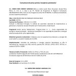 Comunicat presă S.C - Comunicat de presă S.C. GREEN NEW ENERGY GANEASA S.R.L