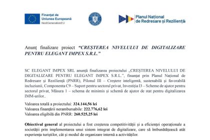 Comunicat presă ELEGANT - Comunicat de presă SC ELEGANT IMPEX SRL