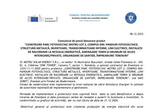 Comunicat presă MOTRU - Comunicat de presă SC MOTRU SOLAR ENERGY S.R.L.