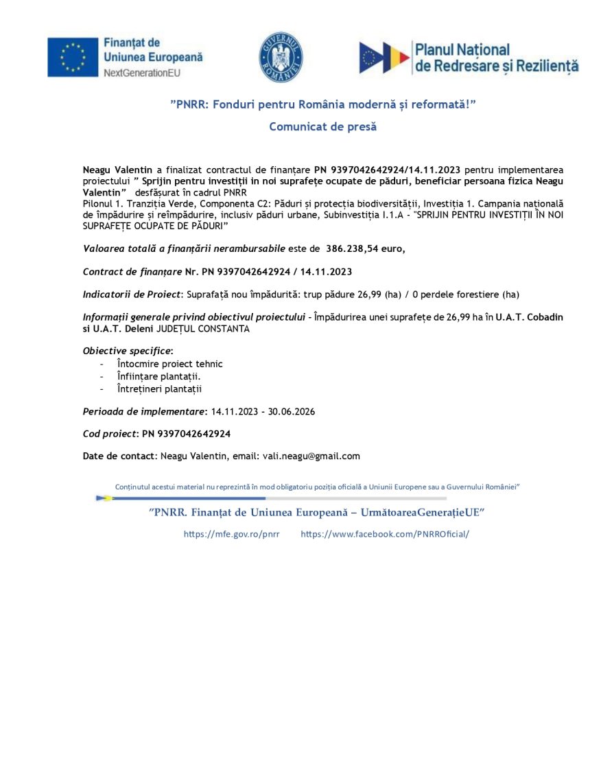 Comunicat presă Neagu - Comunicat de presă Neagu Valentin
