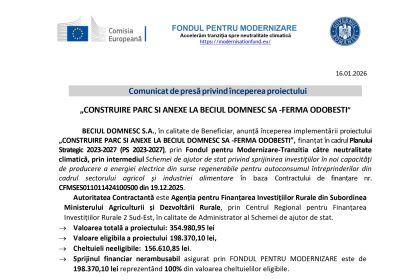Comunicat presă BECIUL - Comunicat de presă BECIUL DOMNESC S.A.