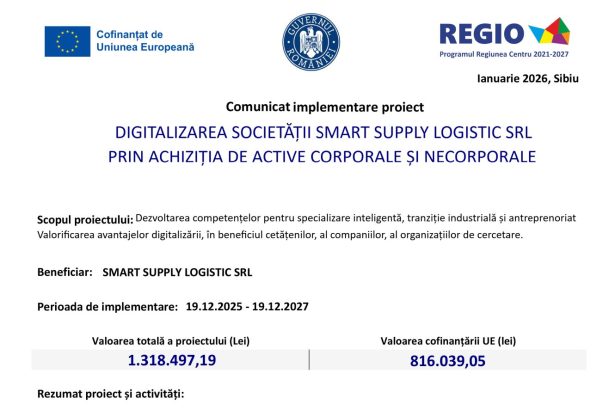 Comunicat presă SMART - Comunicat de presă SMART SUPPLY LOGISTIC SRL