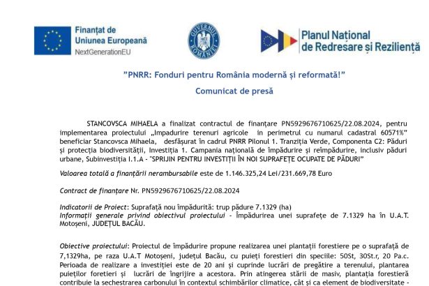 Comunicat presă STANCOVSCA - Comunicat de presă STANCOVSCA MIHAELA