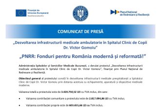 Comunicat de presa Spitalul Clinicde Copii Dr. Victor Gomoiu Spitalul Clinicde Copii Dr. Victor Gomoiu